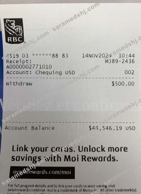 Canada RBC bank payment check